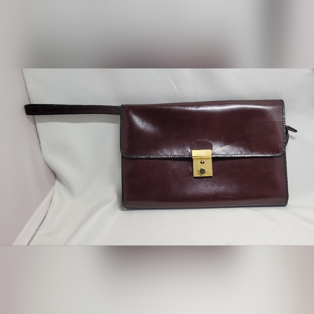 Barroon clutch purse maroon genuine calf leather